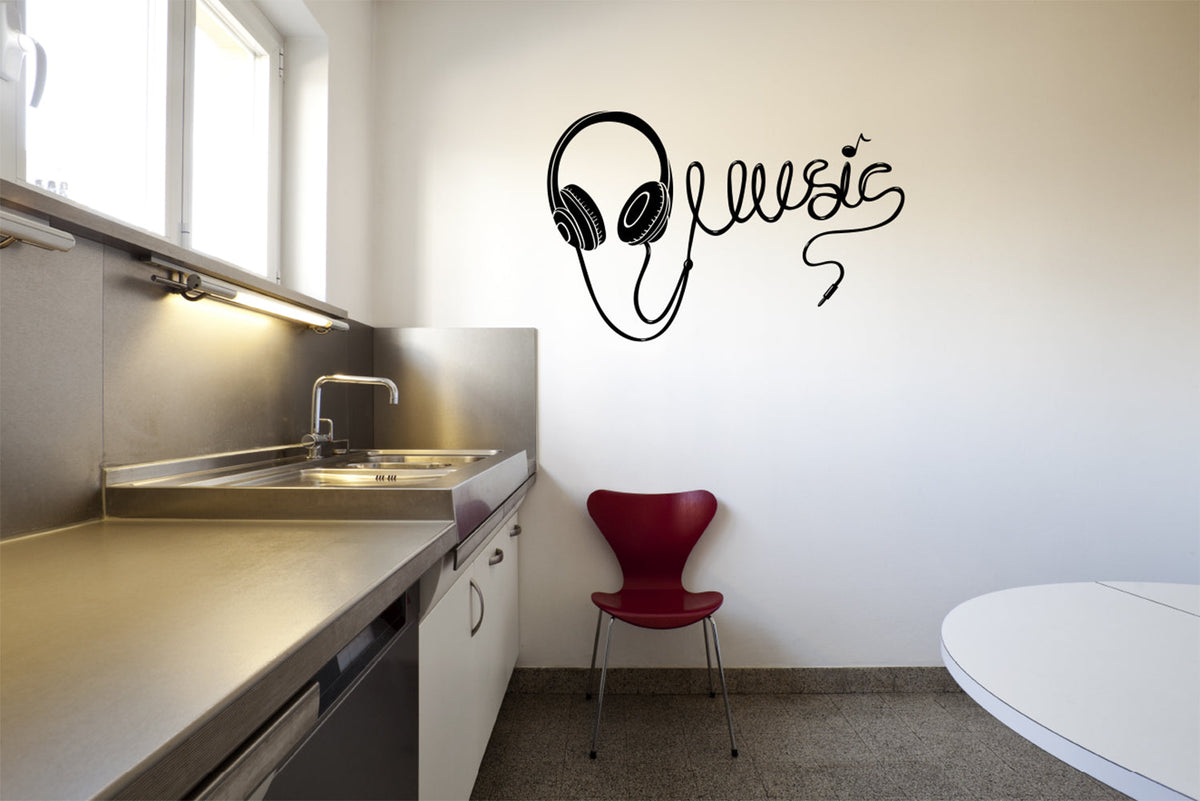 Music Headphones Vinyl Wall Decal