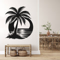 Palm Tree Beach Scene Vinyl Wall Decal