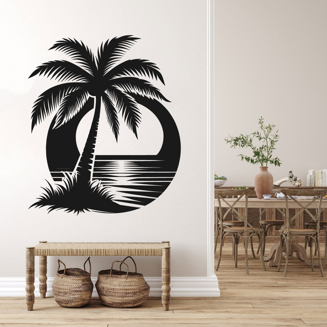 Palm Tree Beach Scene Vinyl Wall Decal