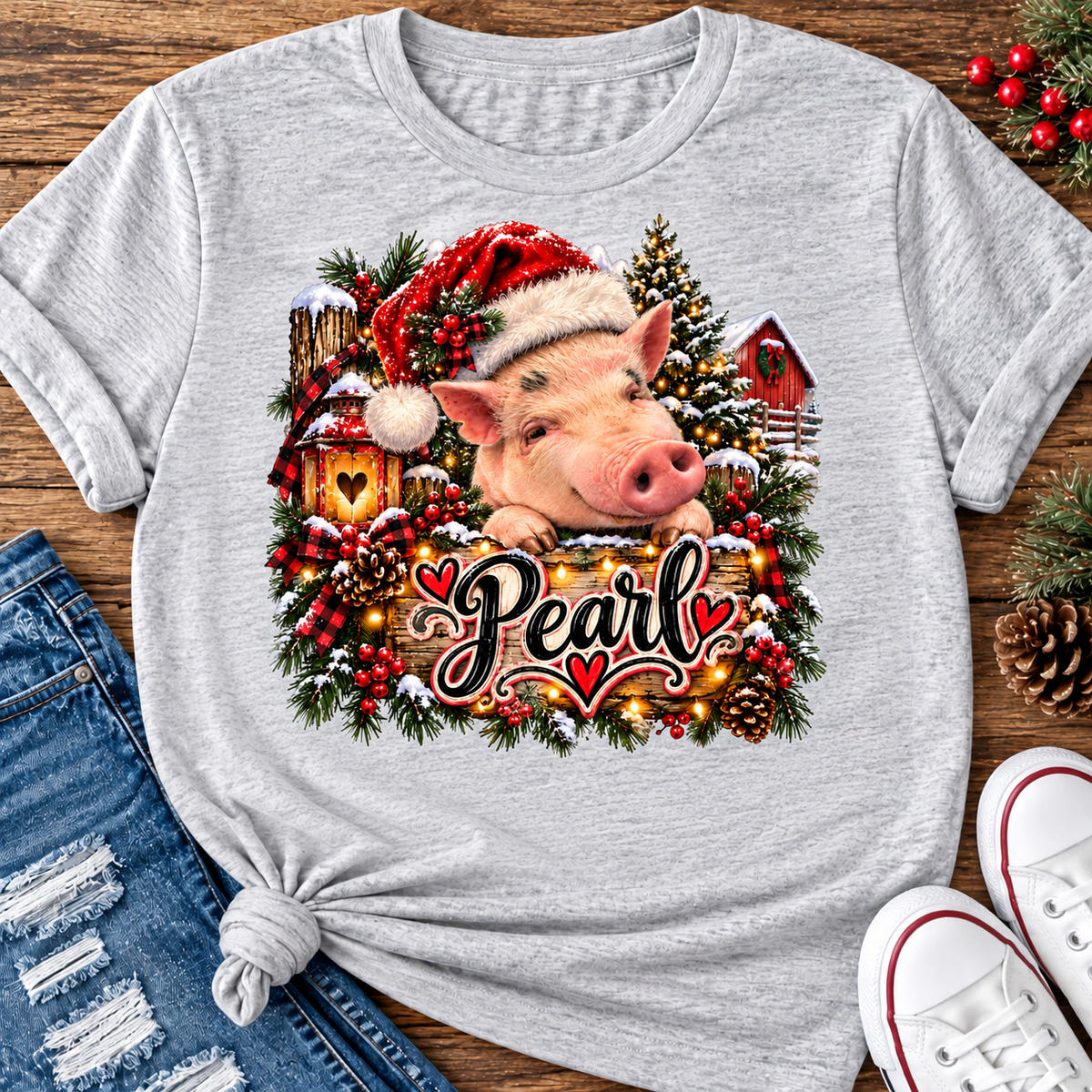 Pearl Christmas Crew Neck T-Shirt