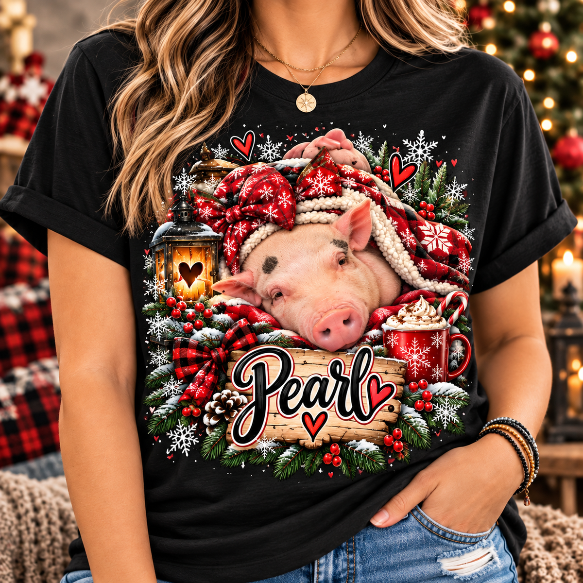 Pearl Cozy Christmas Crew Neck T-Shirt