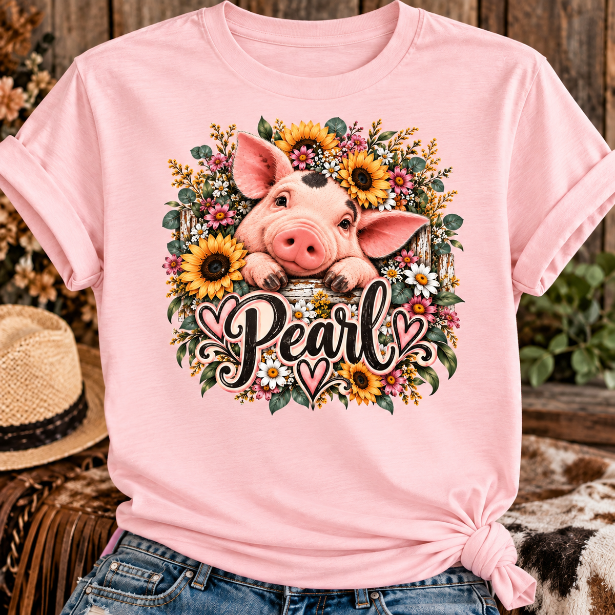 Pearl Sunflower & Wildflower Crew Neck T-Shirt