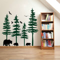 Pine Trees Forest and Bears Vinyl Die Cut Home Decor Wall Decal 