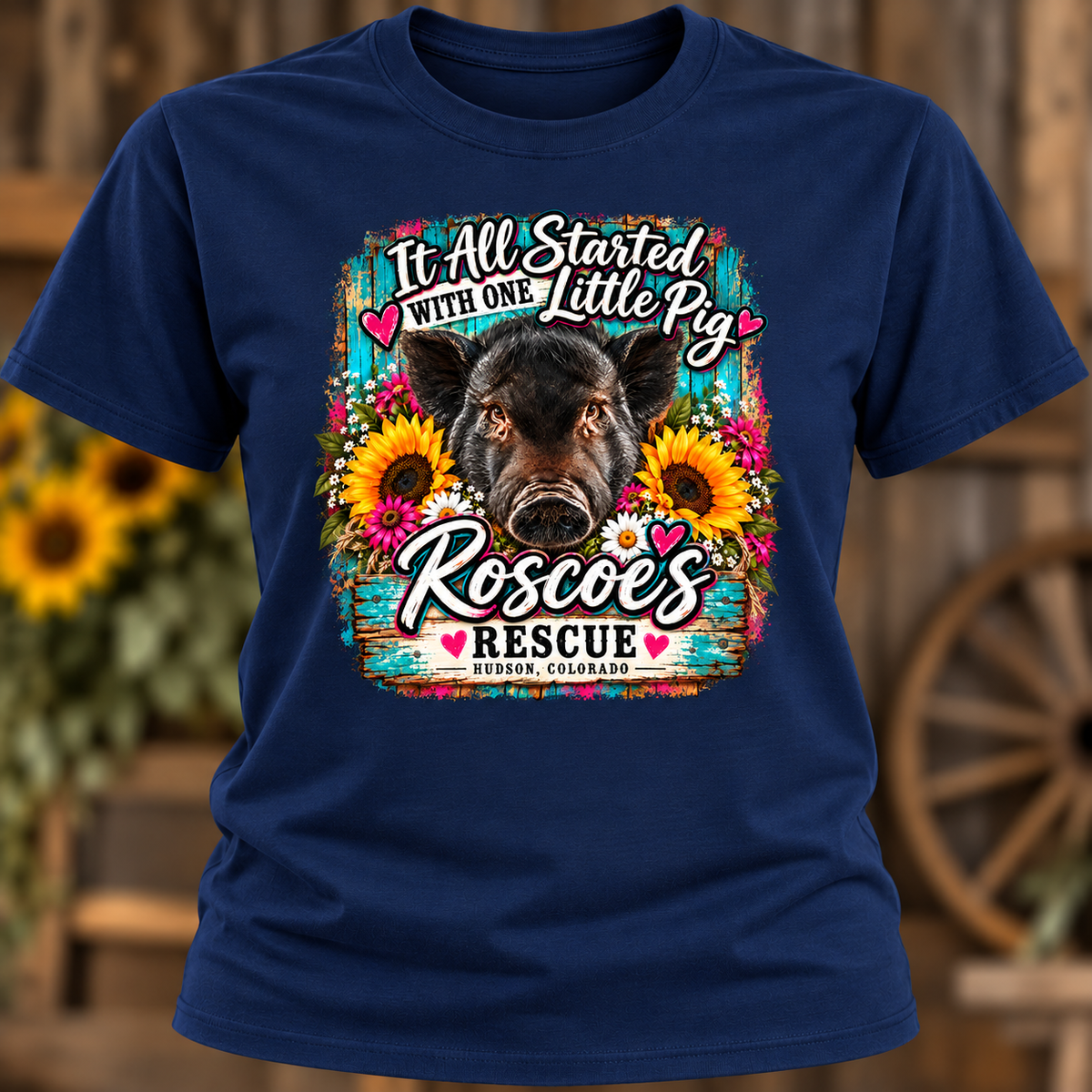 It All Started With One Little Pig – Roscoe's Rescue Memorial Graphic Tee