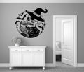Skeleton in Witch Hat Drinking Coffee With Bats Vinyl Wall Decal