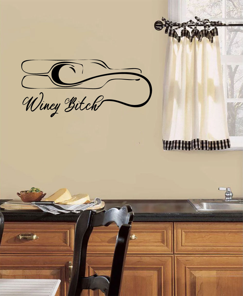 Winey Bitch Wine Bottle Kitchen Vinyl Home Decor Wall Decal 
