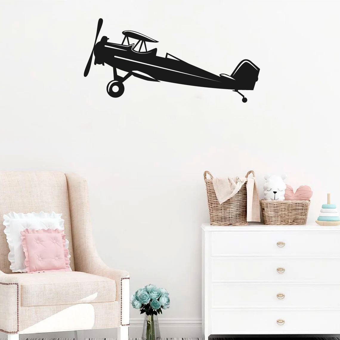 Vintage Airplane Silhouette Vinyl Wall Decal