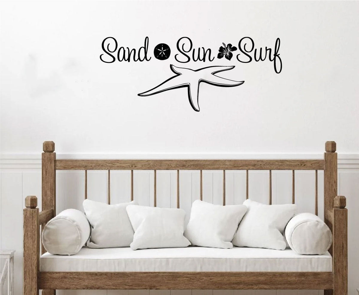Sand Sun Surf Coastal Vinyl Home Decor Wall Decal 