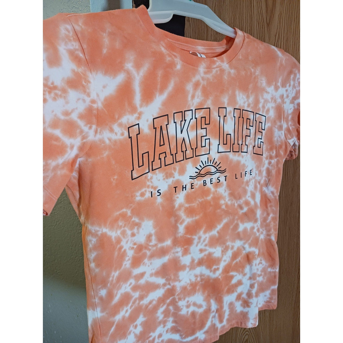 Lake Life is the Best Life Coral Tie Dye Tee T-Shirt Size Medium ***