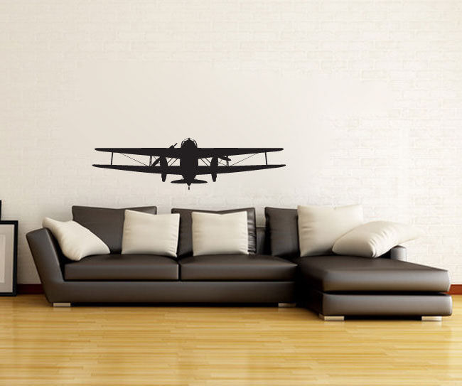 Biplane Airplane Silhouette Vinyl Wall Decal