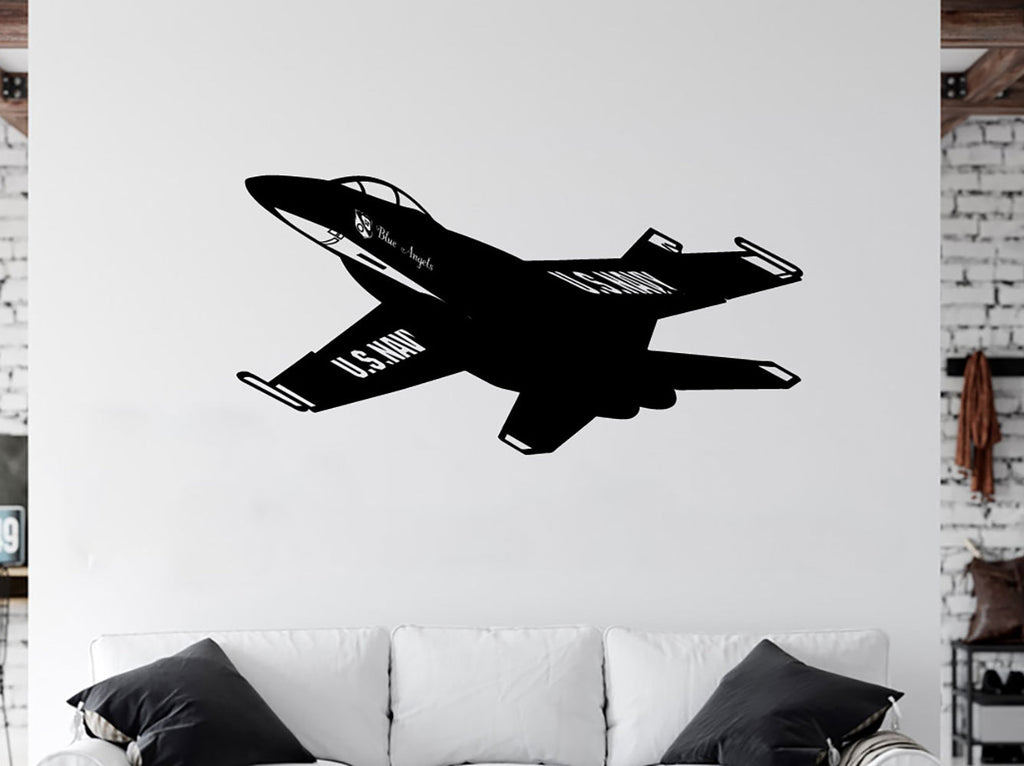 F/A-18 Super Hornet Military Fighter Jet Airplane Silhouette Vinyl Wall Decal