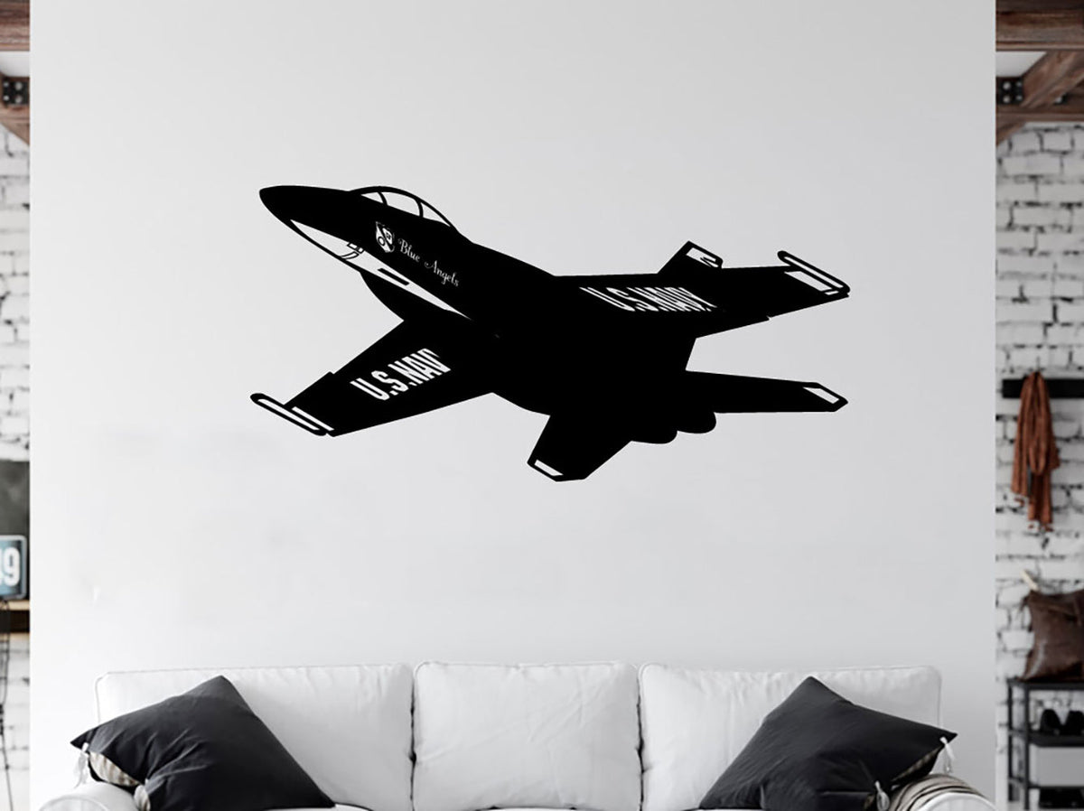 F/A-18 Super Hornet Military Fighter Jet Airplane Silhouette Vinyl Wall Decal