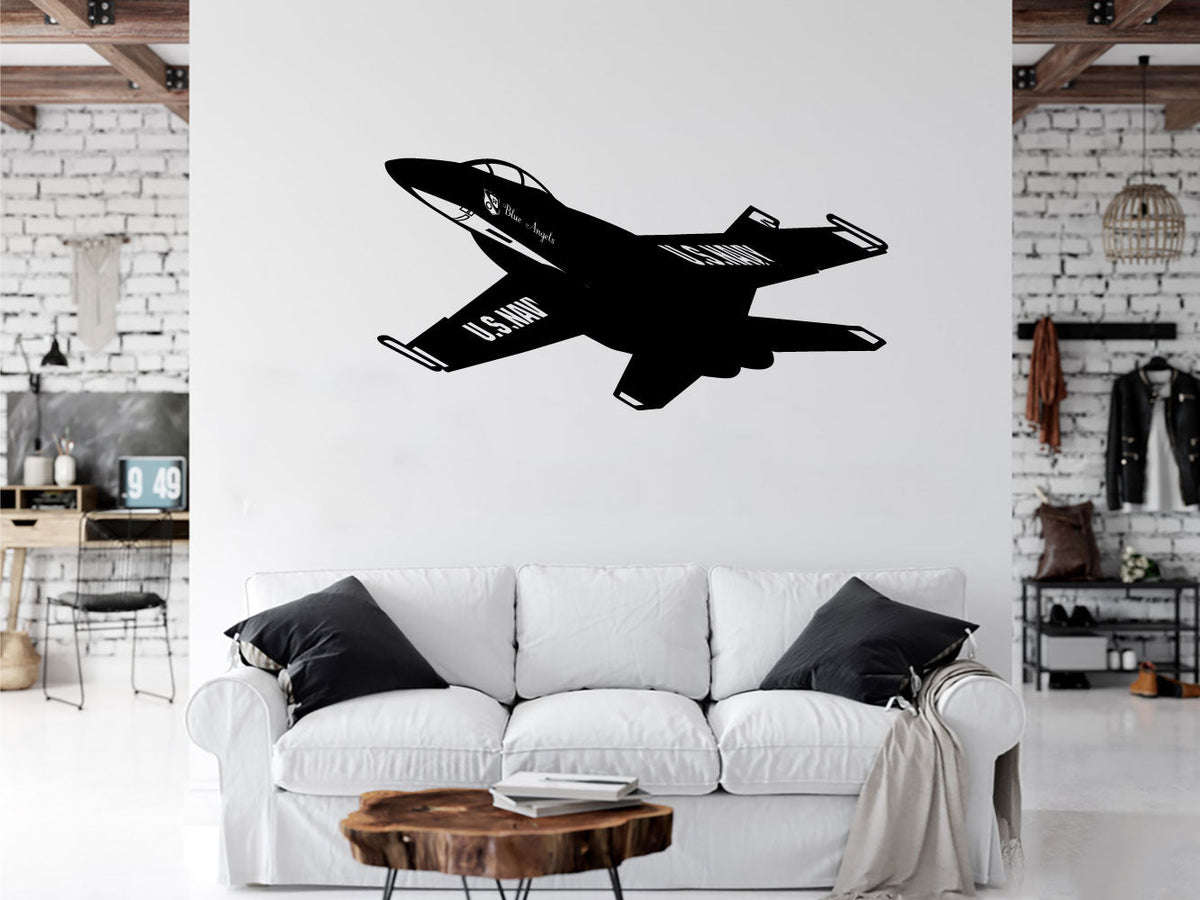 F/A-18 Super Hornet Military Fighter Jet Airplane Silhouette Vinyl Wall Decal