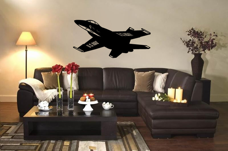 F/A-18 Super Hornet Military Fighter Jet Airplane Silhouette Vinyl Wall Decal