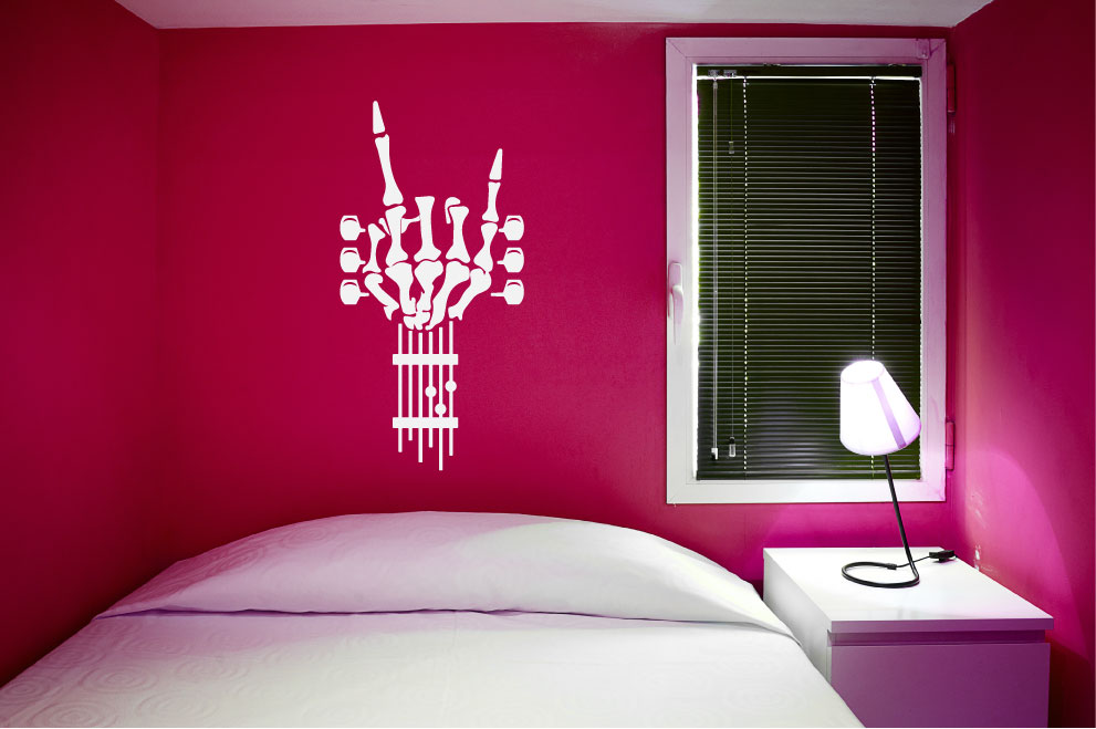 Skeleton Hand Guitar Rock On Music Vinyl Home Decor Wall Decal 