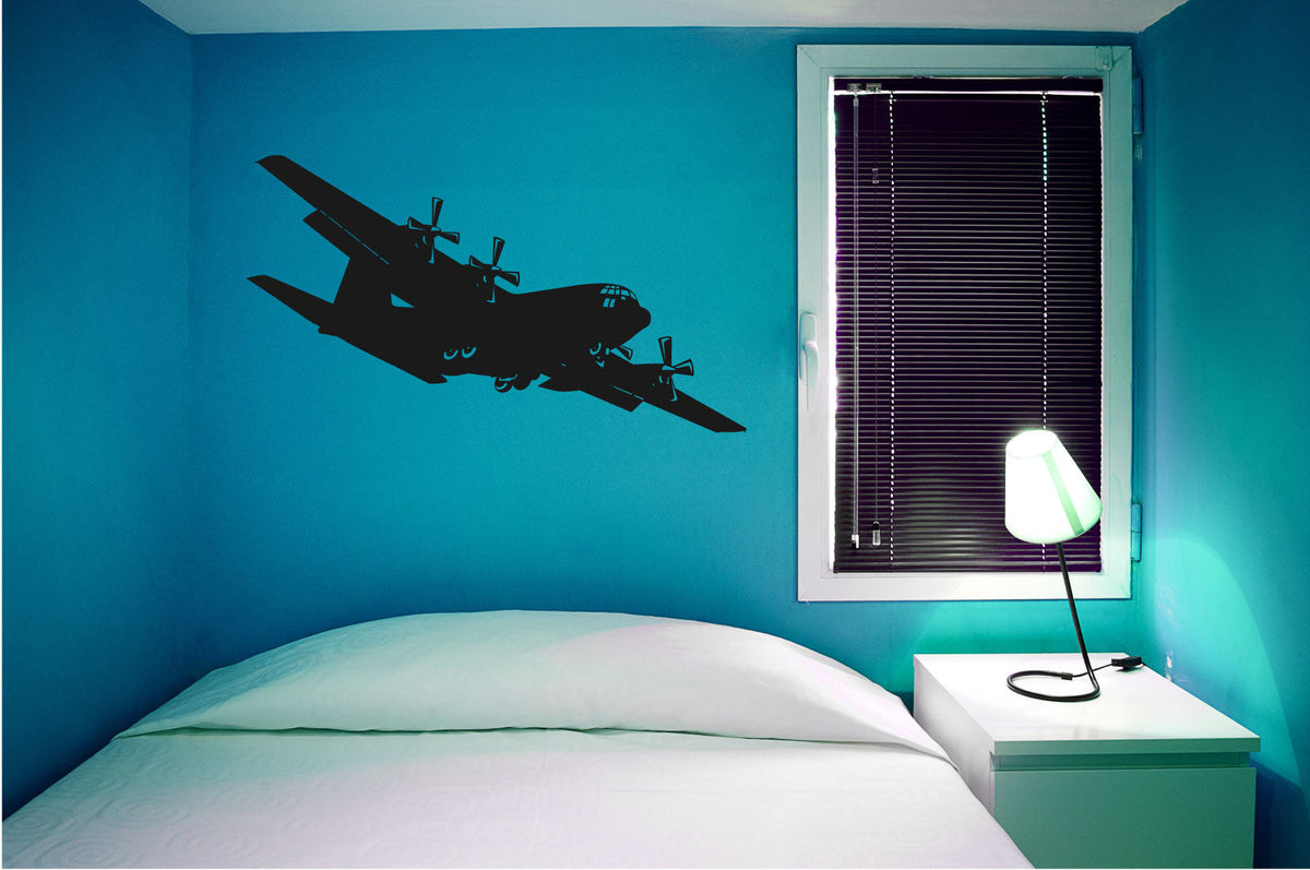 C-130 Hercules Airplane Silhouette Vinyl Wall Decal