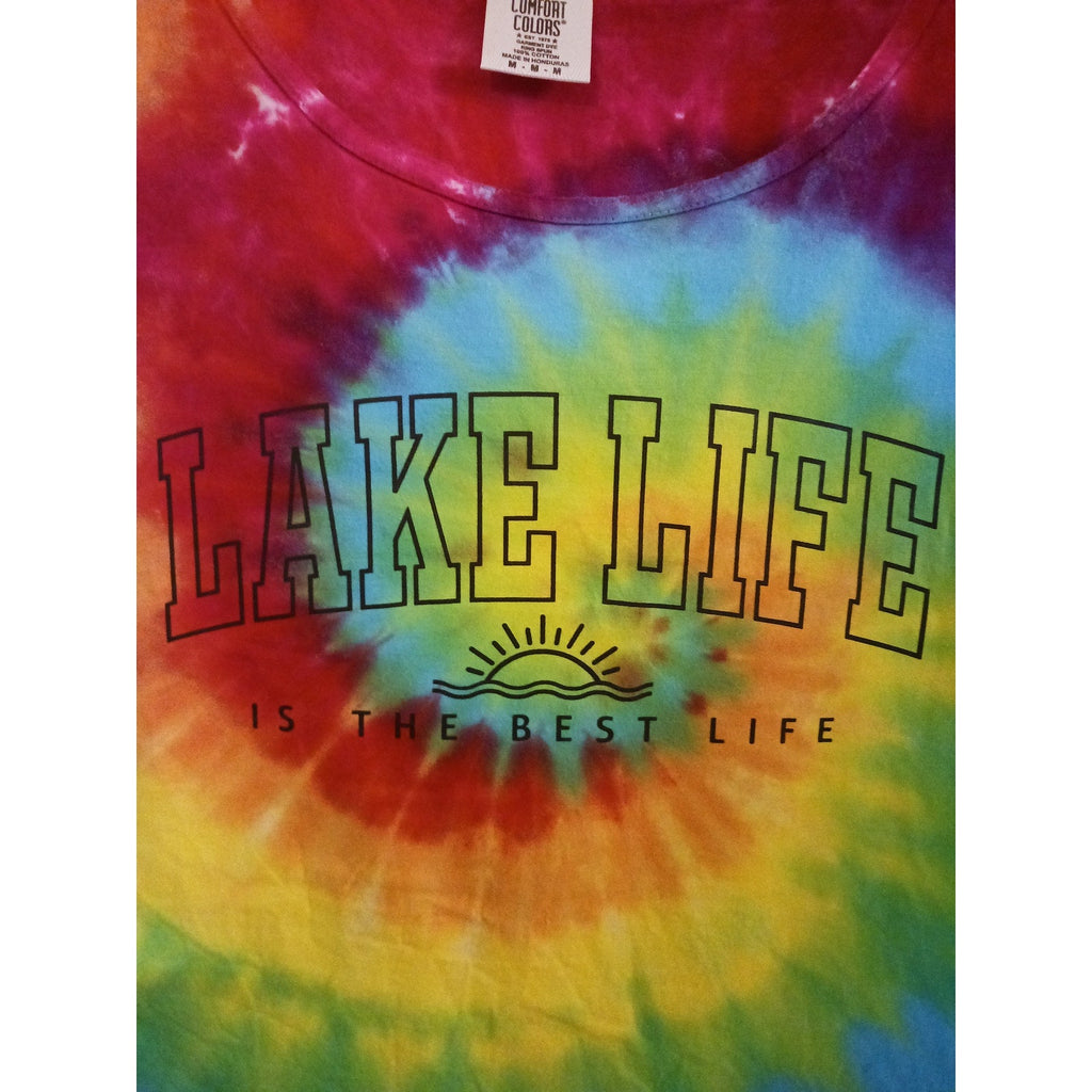 Lake Life is the Best Life Tie Dye Crewneck Tank New Unisex Size Medium ***