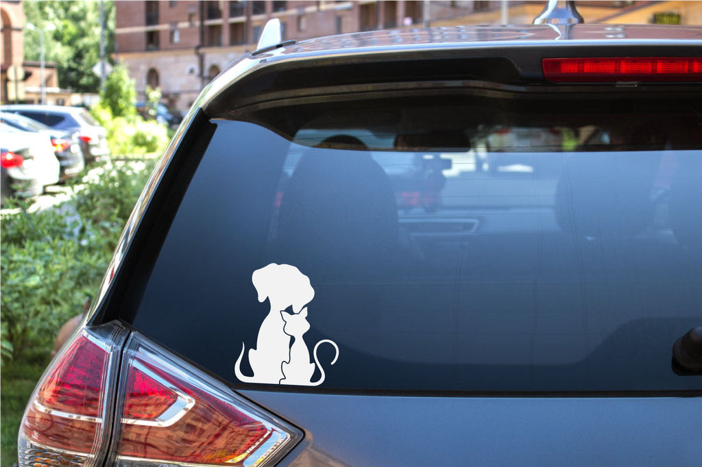Cat and Dog Silhouette Vinyl Wall Decal