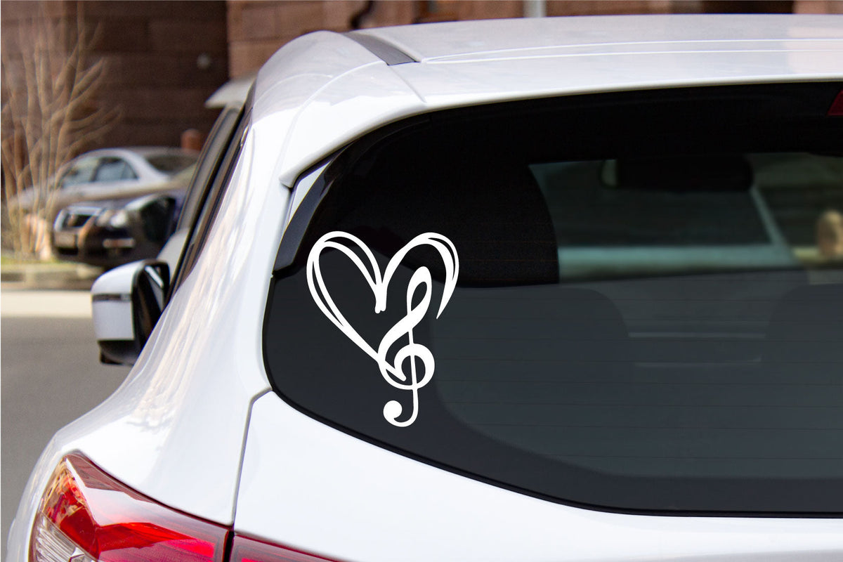 Treble Clef Heart Music Note Vinyl Wall Decal