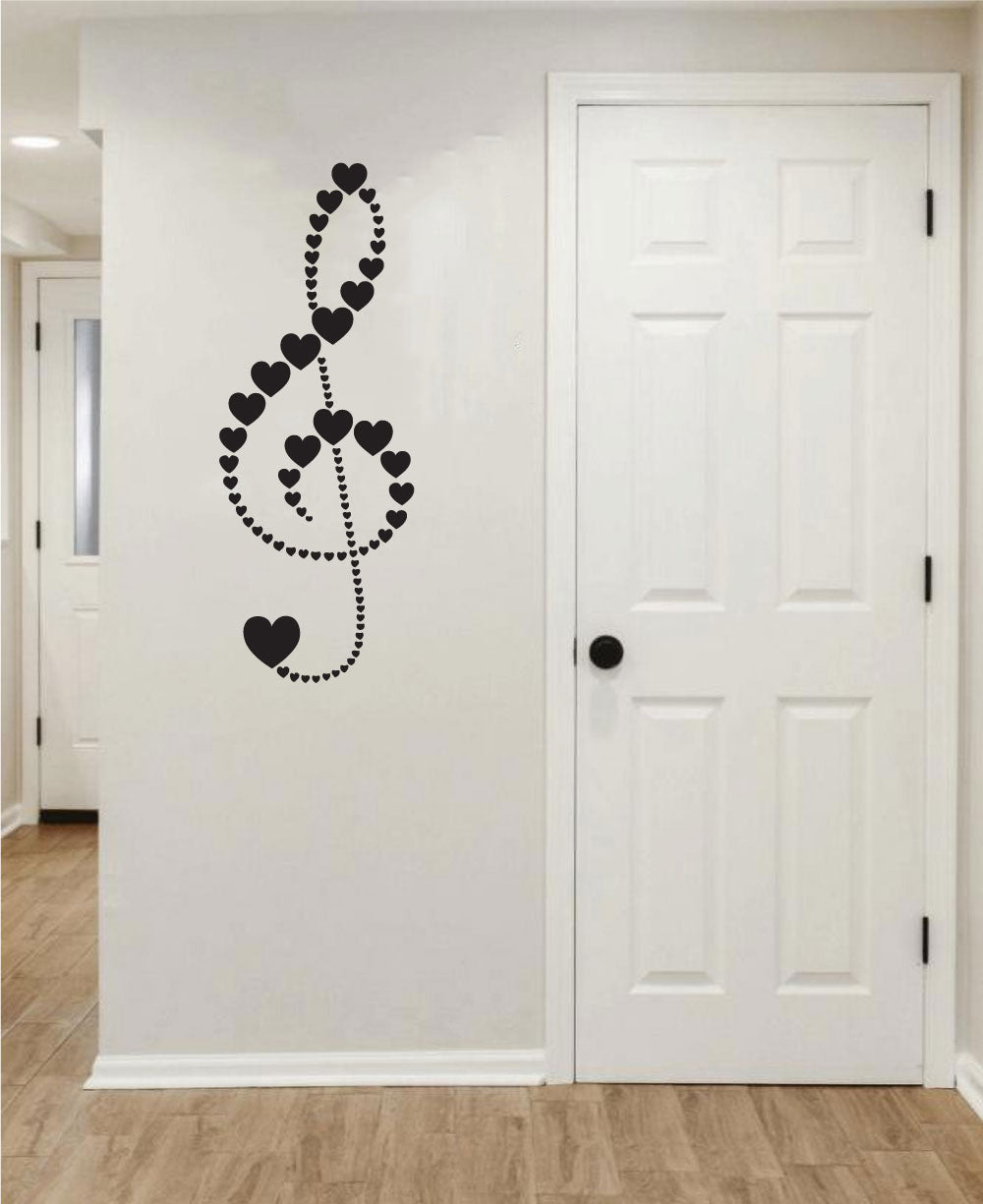 Treble Clef Hearts Music Note Vinyl Wall Decal