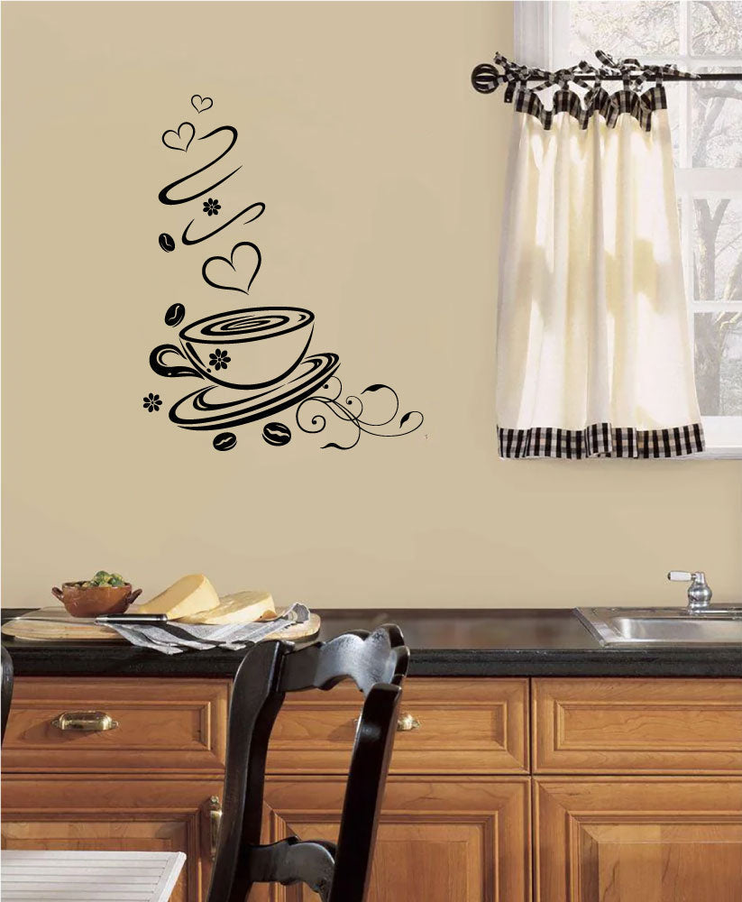 Coffee Cup Vinyl Home Decor Wall Decal 