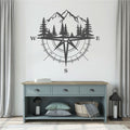 Mountains and Pine Trees Compass Vinyl Wall Decal