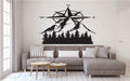 Mountains and Pine Trees Compass Vinyl Wall Decal