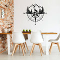 Wolf Mountains and Pine Trees Compass Vinyl Wall Decal