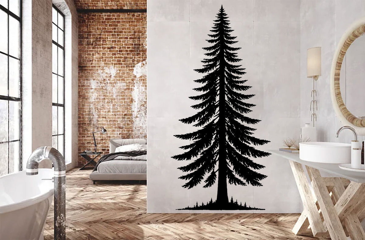 Conifer Pine Tree Silhouette Vinyl Wall Decal