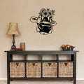 Cow Face and Flowers Vinyl Home Decor Wall Decal 