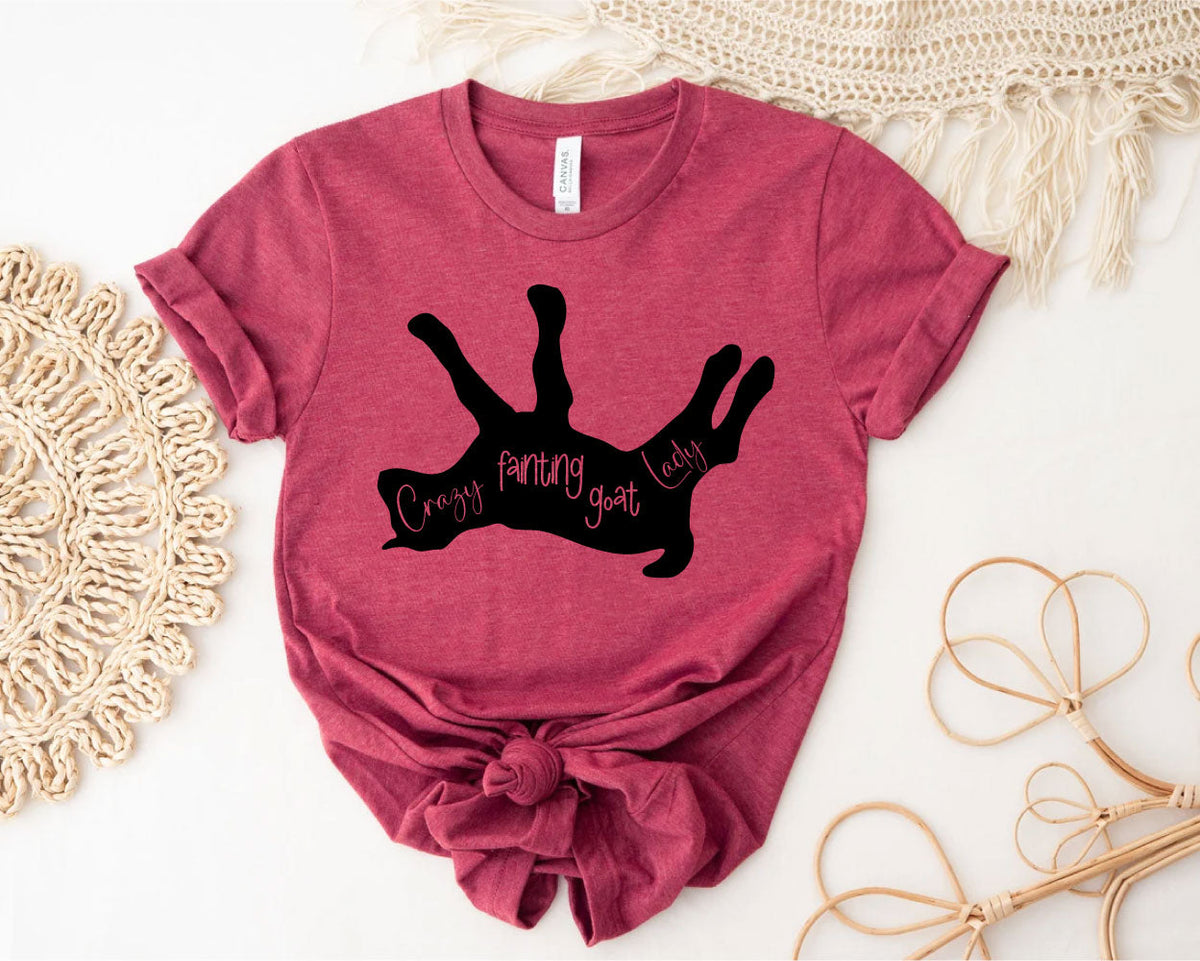 Crazy Fainting Goat Lady Crew Neck T-Shirt