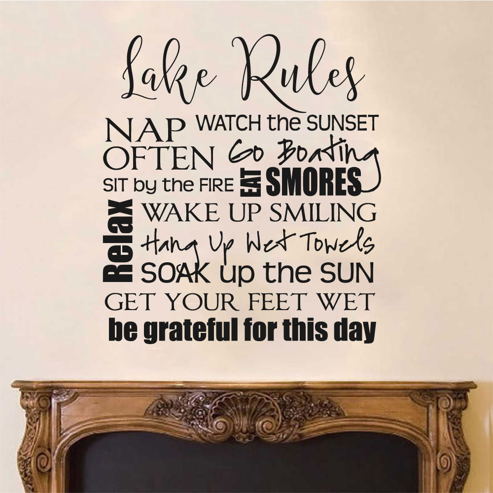 Lake Rules Vinyl Home Decor Wall Decal 