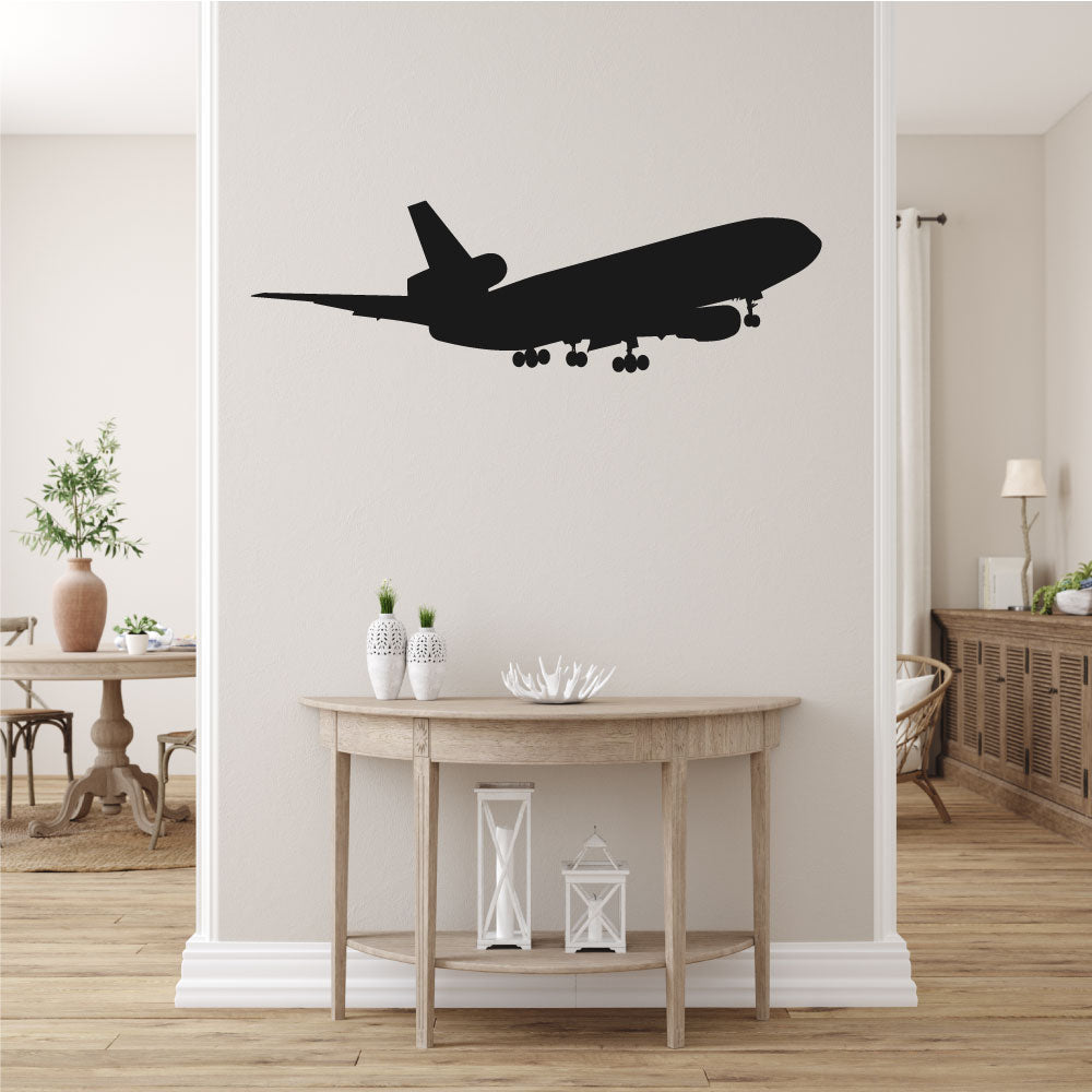 DC-10 Jumbo Jet Airplane Silhouette Vinyl Wall Decal