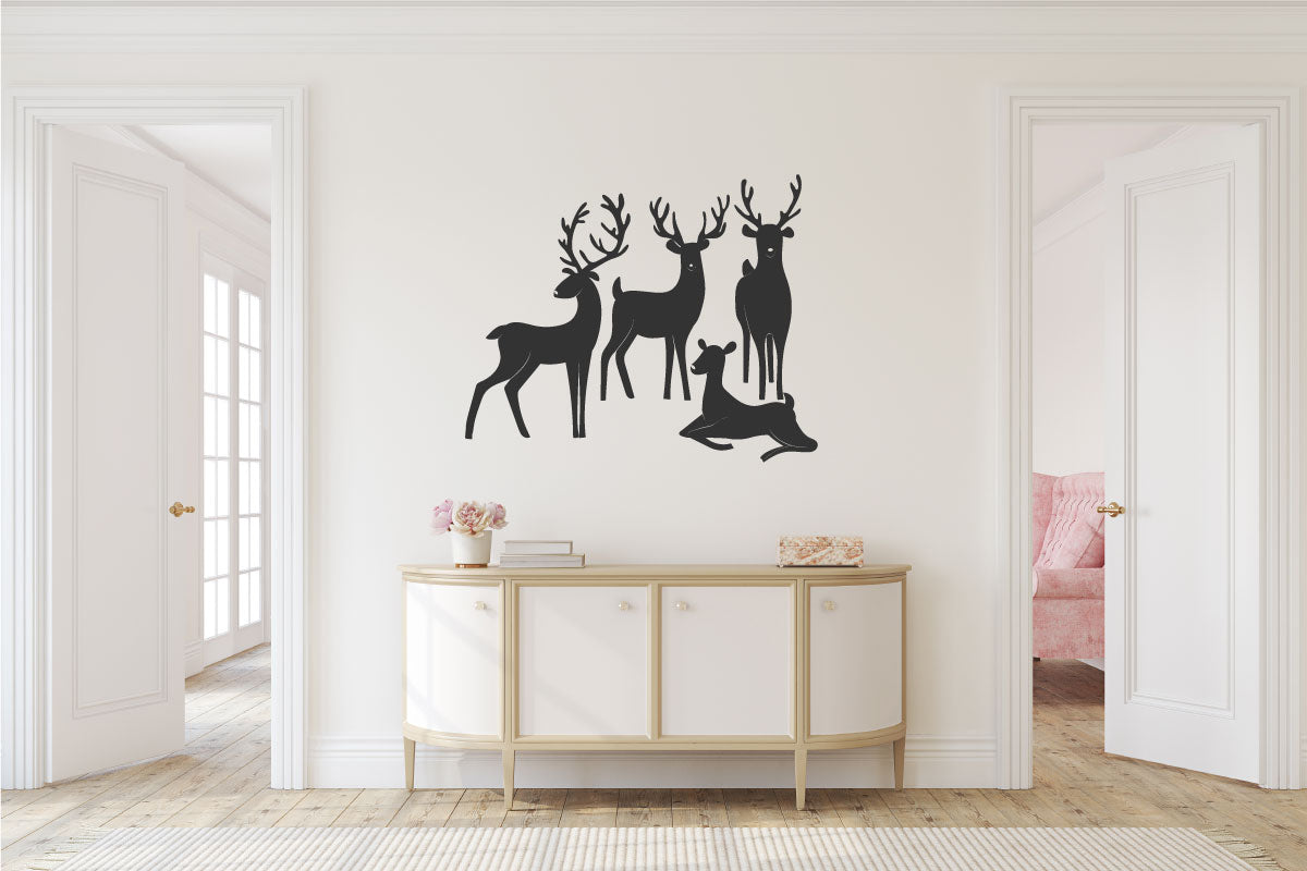 Deer Family Silhouette Vinyl Home Decor Wall Decal 