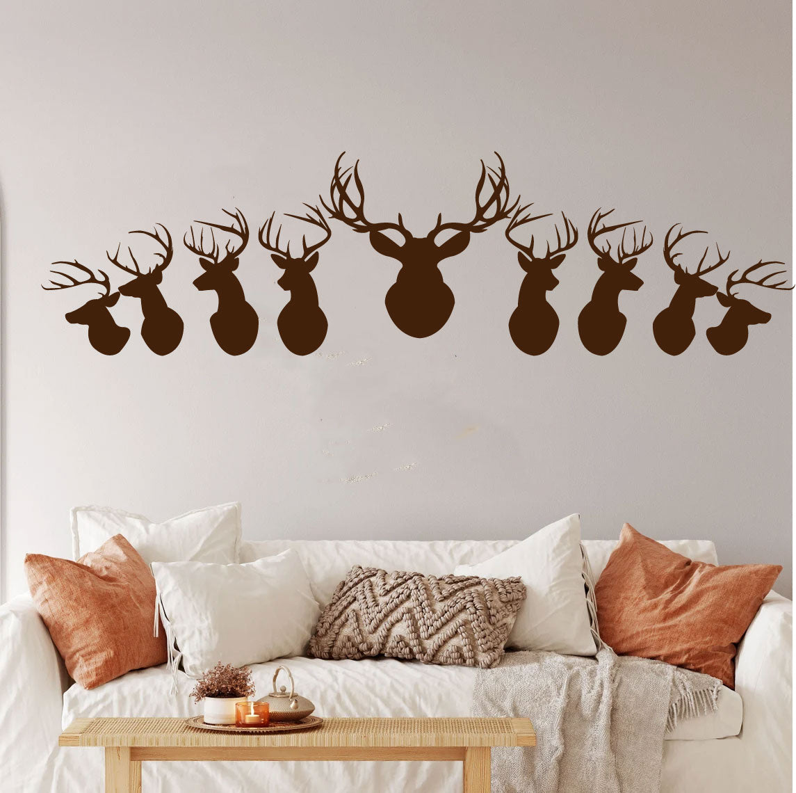 Deer Heads and Antlers Silhouette Vinyl Wall Decal