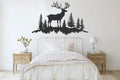 Deer and Pine Trees Silhouette Vinyl Wall Decal