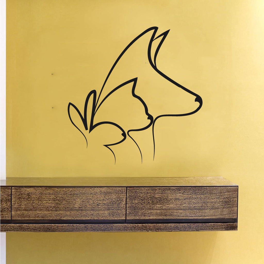 Dog Cat and Rabbit Silhouette Vinyl Wall Decal - Black