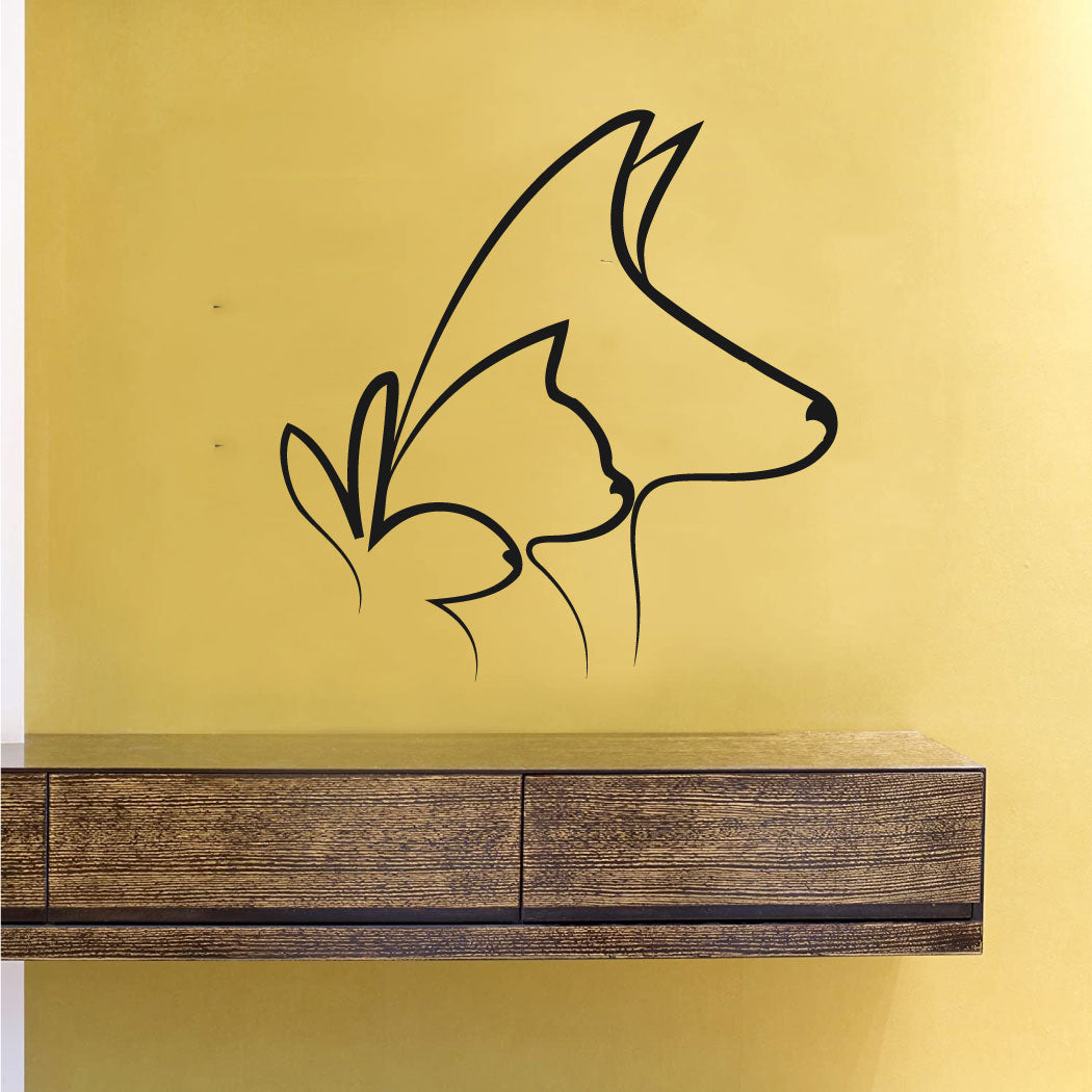 Dog Cat and Rabbit Silhouette Vinyl Wall Decal - Black