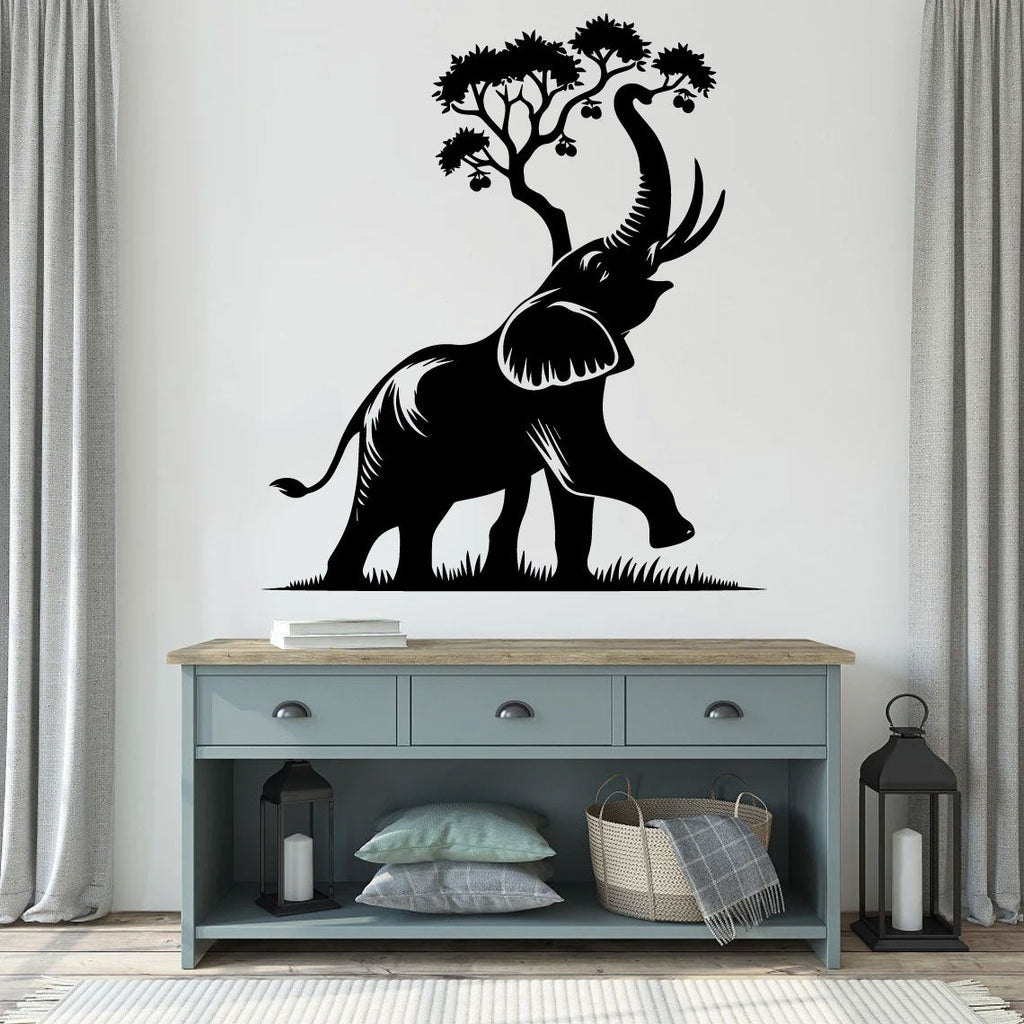 Elephant Silhouette and Tree Vinyl Wall Decal