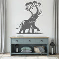 Elephant Silhouette and Tree Vinyl Wall Decal