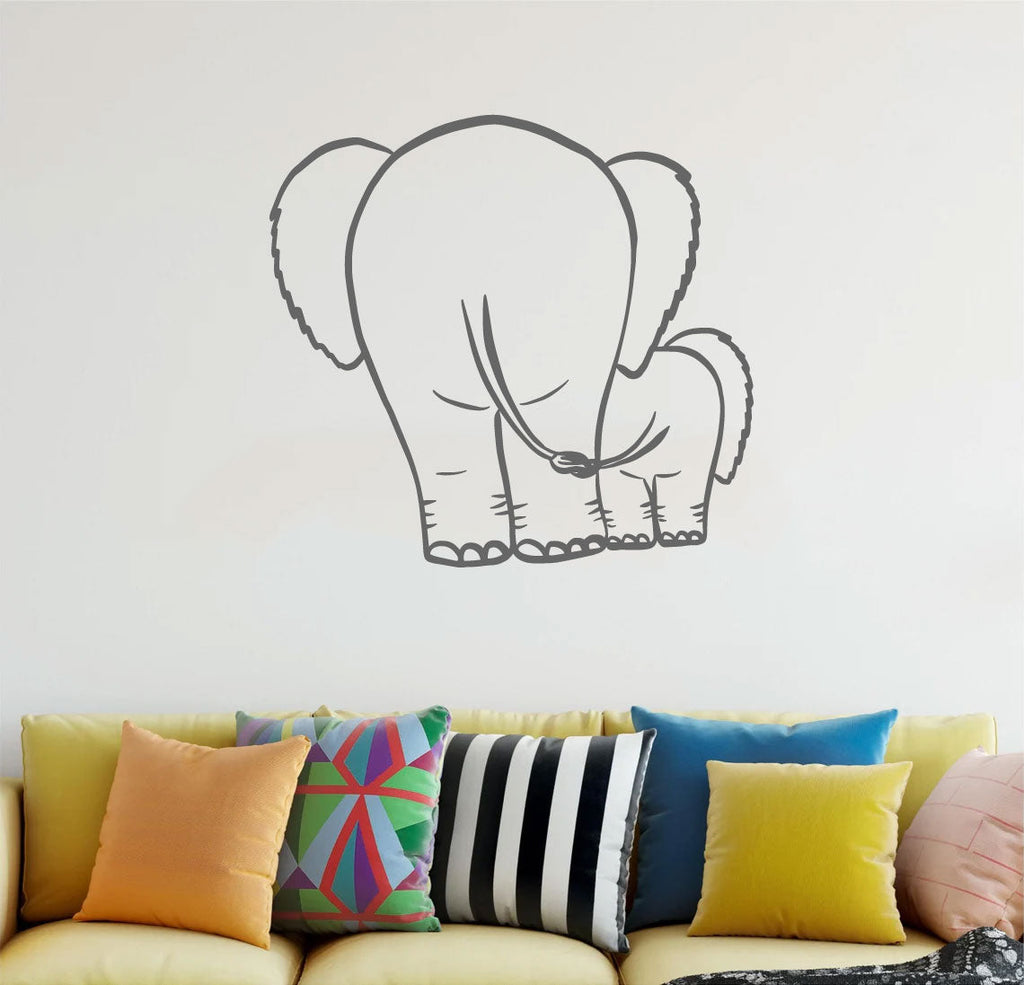 Elephant Mom and Baby Vinyl Wall Decal
