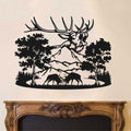 Elk Mountains and Trees Silhouette Vinyl Wall Decal