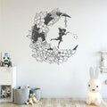 Fairy and Floral Moon Vinyl Wall Decal