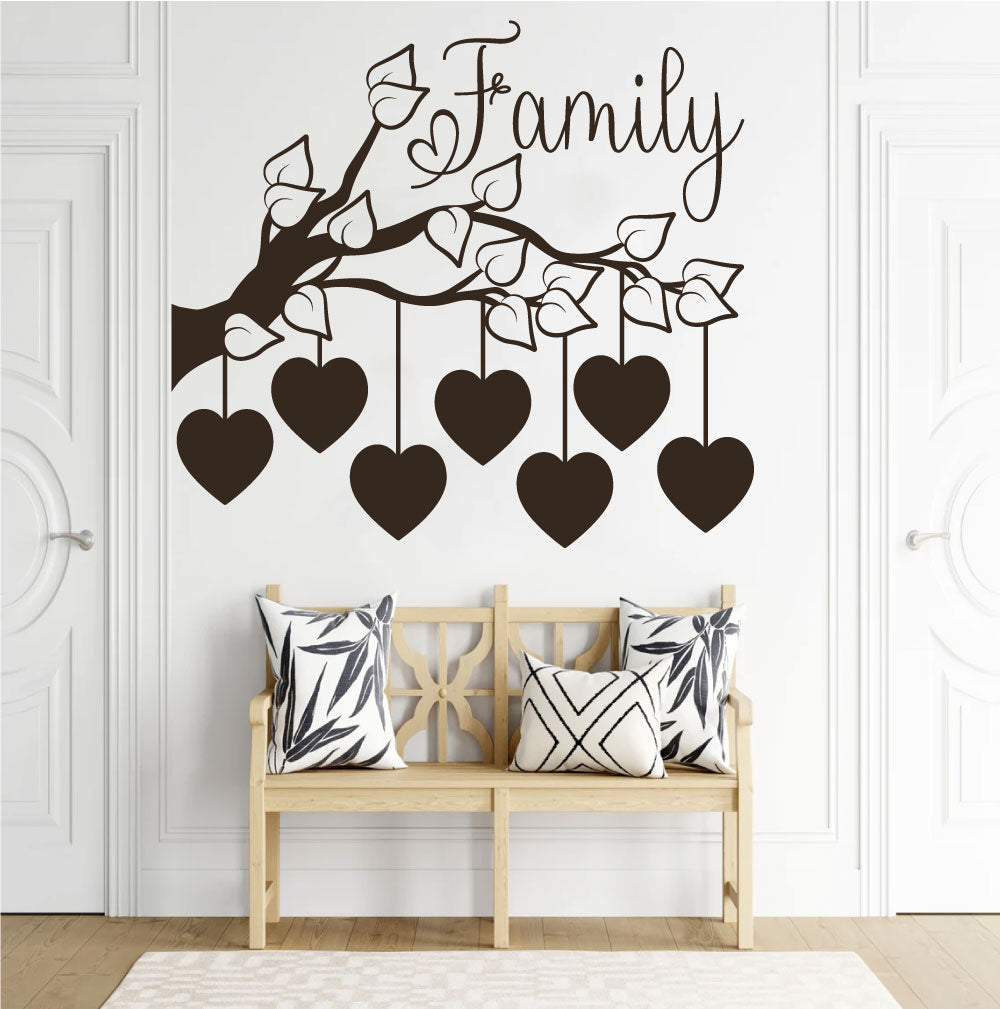 Family Branch and Hearts Vinyl Wall Decal