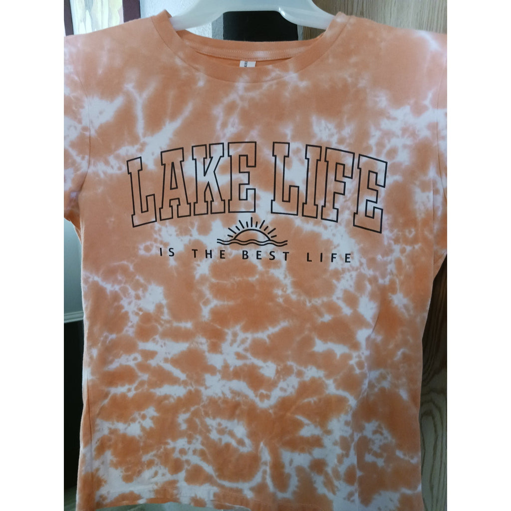 Lake Life is the Best Life Coral Tie Dye Tee T-Shirt Size Medium ***