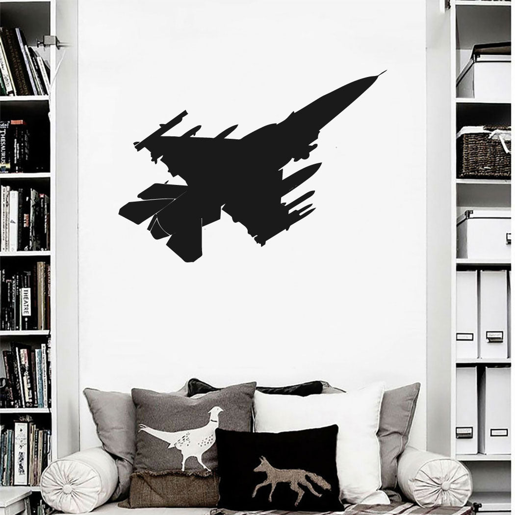 Fighter Jet Airplane Silhouette Vinyl Wall Decal