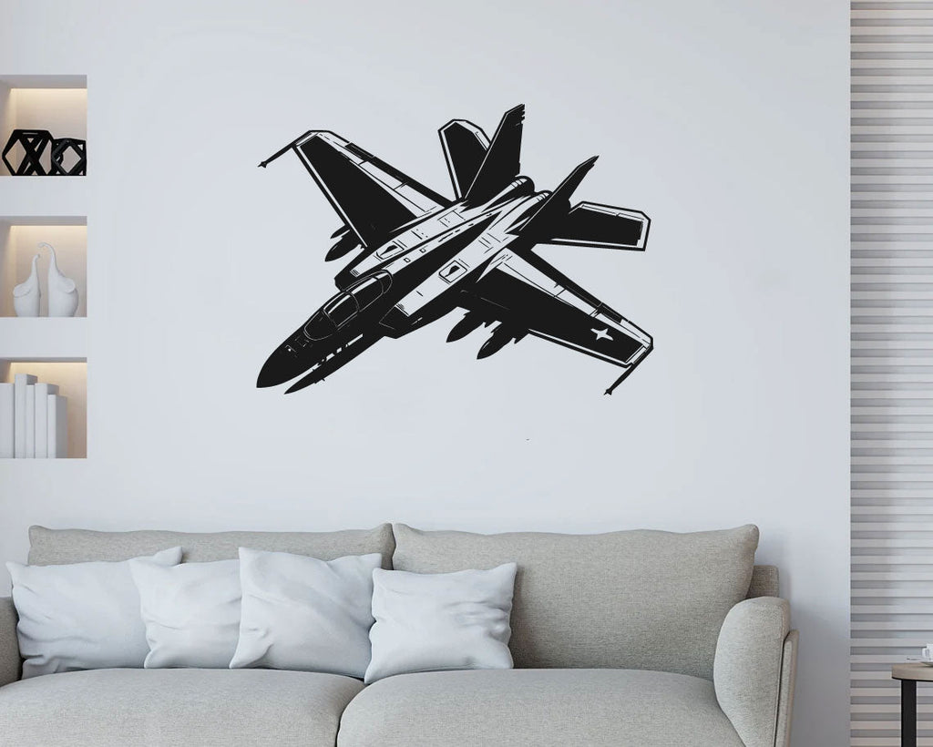 Fighter Jet Airplane Silhouette Vinyl Wall Decal