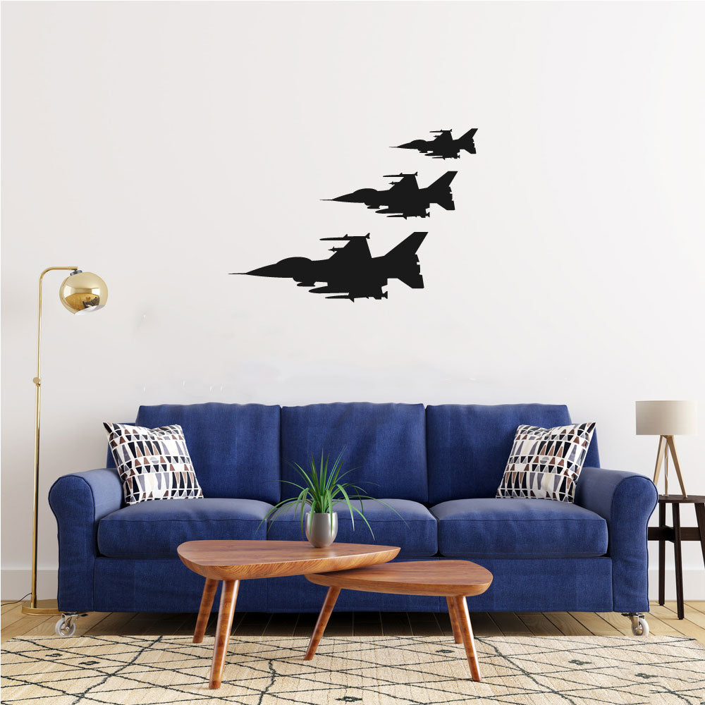 Military Fighter Jets Airplane Silhouettes Vinyl Wall Decal