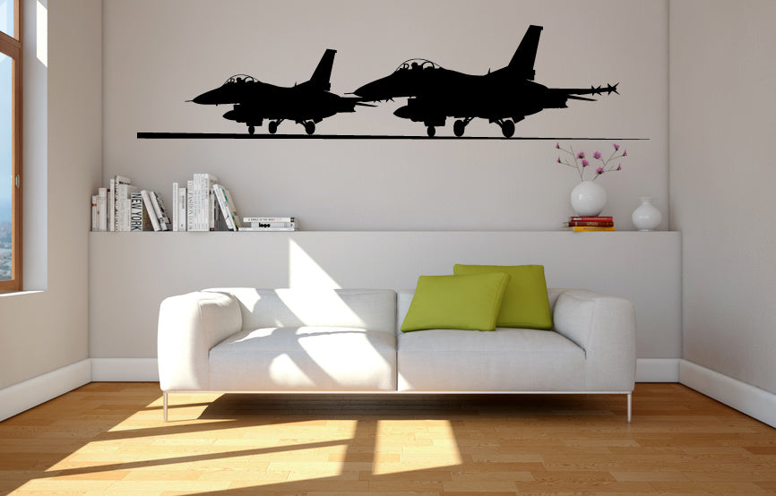 Military Fighter Jets Airplane Silhouettes Vinyl Wall Decal