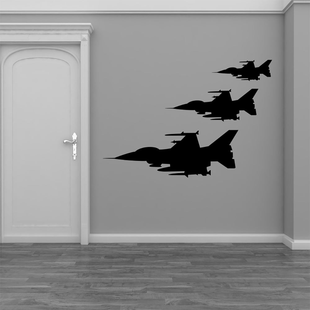 Military Fighter Jets Airplane Silhouettes Vinyl Wall Decal